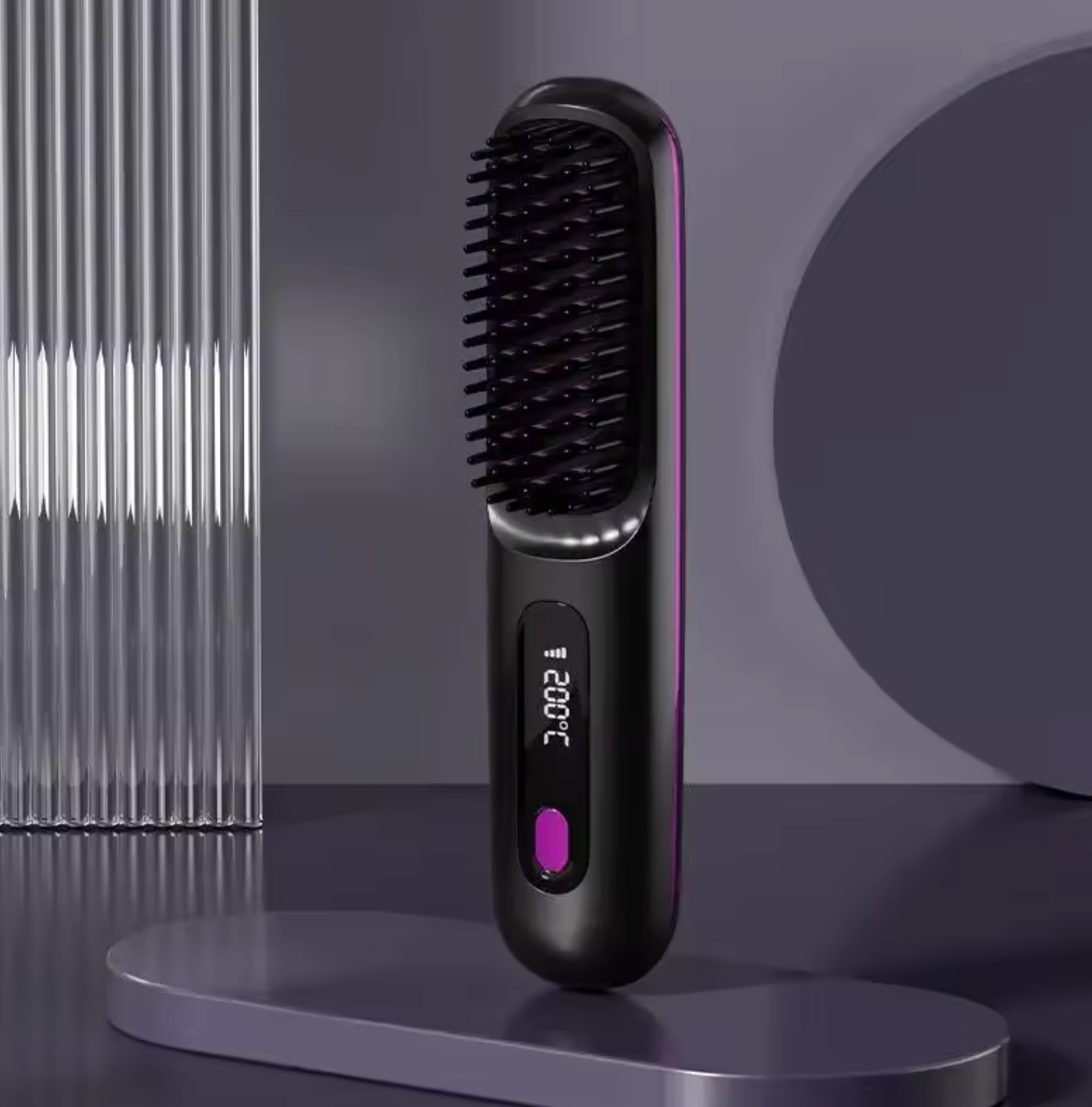 Black - Cordless Hair Straightening Brush