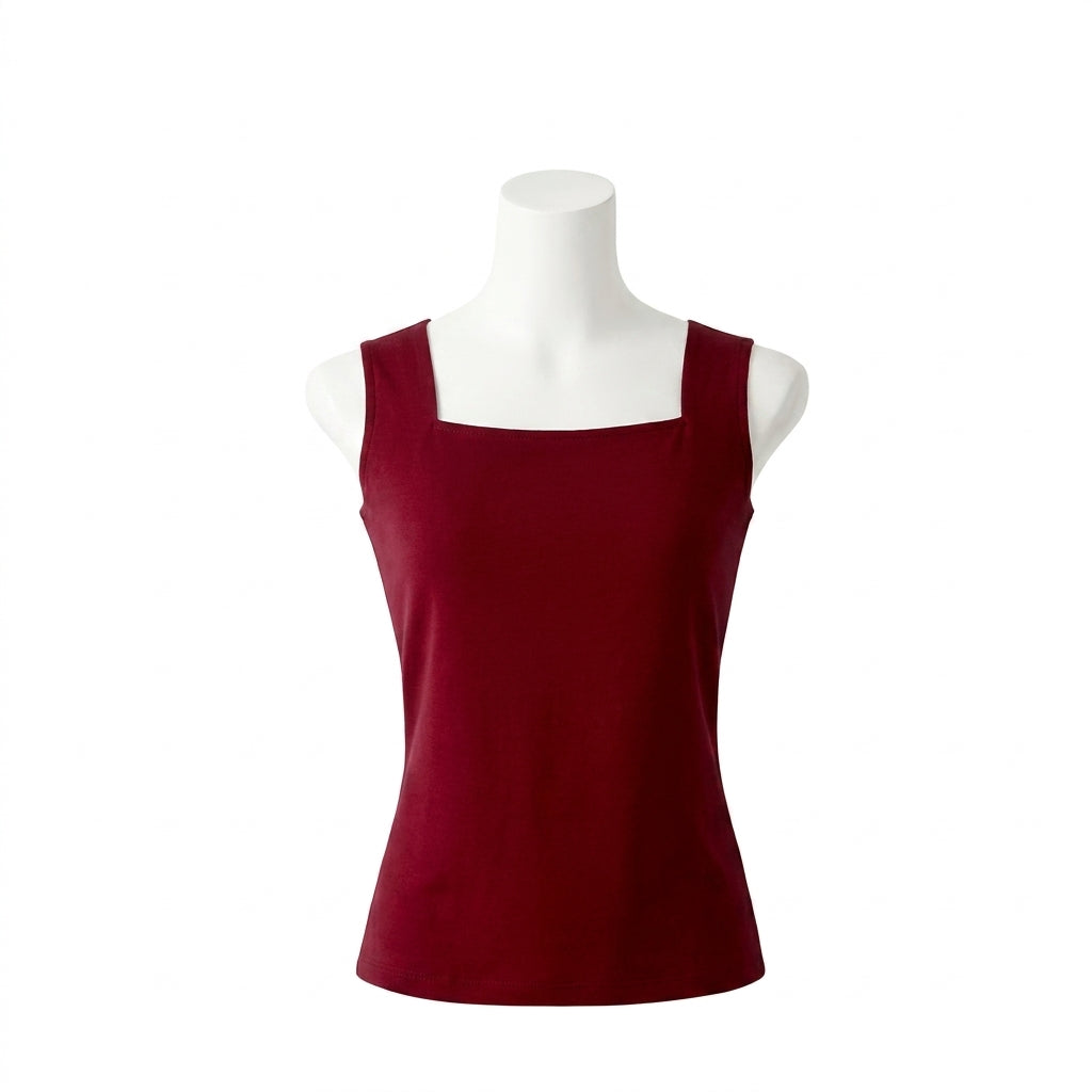 Burgundy - Built-In Bra Comfort Shaper Tank